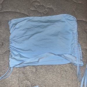 light blue crop top